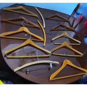Vintage Wooden Heavy Duty Hangers Set Of 12